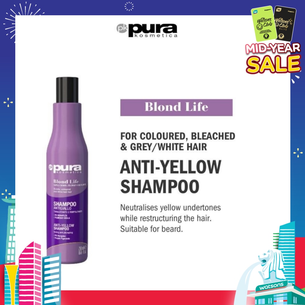 Blond Life Anti Yellow Shampoo (For Coloured + Bleached & Grey White Hair) 250ml