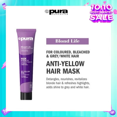 PURA KOSMETICA Blond Life Anti Yellow Mask (For Coloured + Bleached & Grey White Hair) 200ml