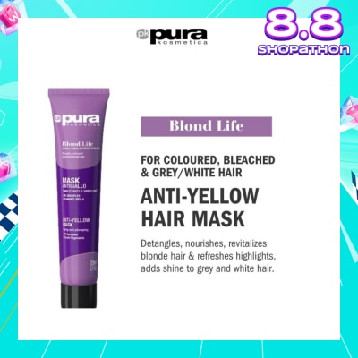 PURA KOSMETICA Blond Life Anti Yellow Mask (For Coloured + Bleached & Grey White Hair) 200ml