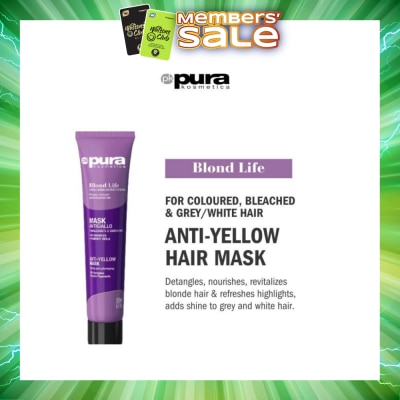 PURA KOSMETICA - Blond Life Anti Yellow Mask (For Coloured + Bleached & Grey White Hair) 200ml