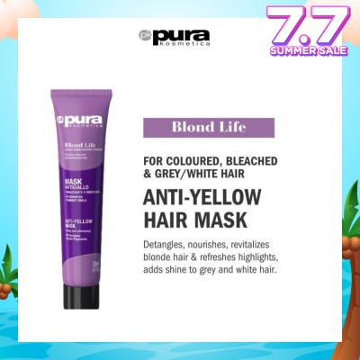 PURA KOSMETICA Blond Life Anti Yellow Mask (For Coloured + Bleached & Grey White Hair) 200ml