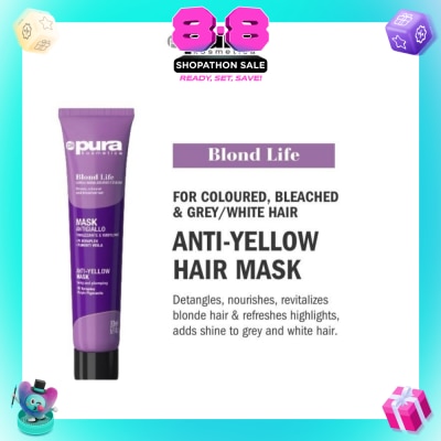 PURA KOSMETICA - Blond Life Anti Yellow Mask (For Coloured + Bleached & Grey White Hair) 200ml