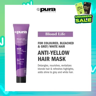 PURA KOSMETICA Blond Life Anti Yellow Mask (For Coloured + Bleached & Grey White Hair) 200ml