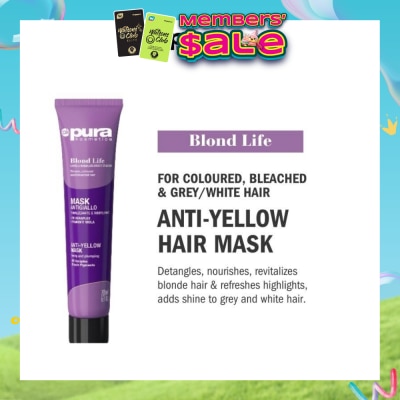 PURA KOSMETICA - Blond Life Anti Yellow Mask (For Coloured + Bleached & Grey White Hair) 200ml