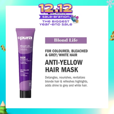PURA KOSMETICA Blond Life Anti Yellow Mask (For Coloured + Bleached & Grey White Hair) 200ml