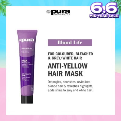 PURA KOSMETICA Blond Life Anti Yellow Mask (For Coloured + Bleached & Grey White Hair) 200ml