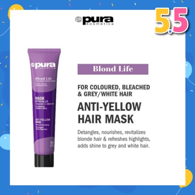 PURA KOSMETICA Blond Life Anti Yellow Mask (For Coloured + Bleached & Grey White Hair) 200ml