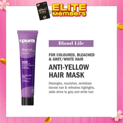 PURA KOSMETICA Blond Life Anti Yellow Mask (For Coloured + Bleached & Grey White Hair) 200ml