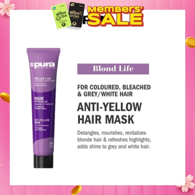 PURA KOSMETICA Blond Life Anti Yellow Mask (For Coloured + Bleached & Grey White Hair) 200ml