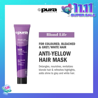 PURA KOSMETICA Blond Life Anti Yellow Mask (For Coloured + Bleached & Grey White Hair) 200ml