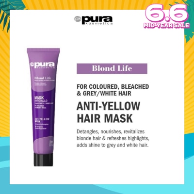 PURA KOSMETICA Blond Life Anti Yellow Mask (For Coloured + Bleached & Grey White Hair) 200ml