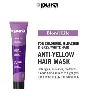 PURA KOSMETICA Blond Life Anti Yellow Mask (For Coloured + Bleached & Grey White Hair) 200ml