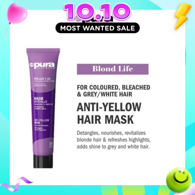 PURA KOSMETICA Blond Life Anti Yellow Mask (For Coloured + Bleached & Grey White Hair) 200ml image