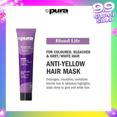 PURA KOSMETICA Blond Life Anti Yellow Mask (For Coloured + Bleached & Grey White Hair) 200ml