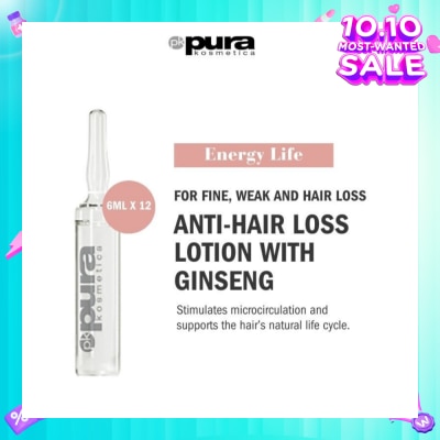 PURA KOSMETICA Energy Life Hair Loss Prevention Lotion Vial (For Hair Thinning) 6ml x 12s