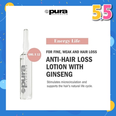 PURA KOSMETICA Energy Life Hair Loss Prevention Lotion Vial (For Hair Thinning) 6ml x 12s
