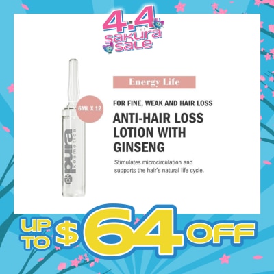 PURA KOSMETICA - Energy Life Hair Loss Prevention Lotion Vial (For Hair Thinning) 6ml x 12s