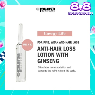 PURA KOSMETICA Energy Life Hair Loss Prevention Lotion Vial (For Hair Thinning) 6ml x 12s