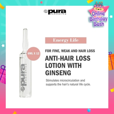 PURA KOSMETICA Energy Life Hair Loss Prevention Lotion Vial (For Hair Thinning) 6ml x 12s