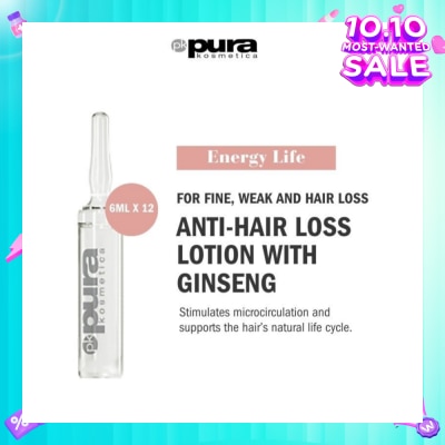 PURA KOSMETICA Energy Life Hair Loss Prevention Lotion Vial (For Hair Thinning) 6ml x 12s