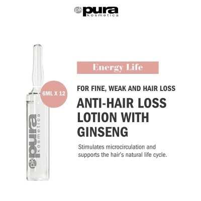 PURA KOSMETICA Energy Life Hair Loss Prevention Lotion Vial (For Hair Thinning) 6ml x 12s