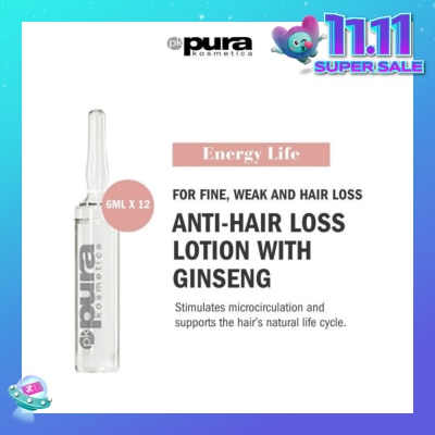 PURA KOSMETICA Energy Life Hair Loss Prevention Lotion Vial (For Hair Thinning) 6ml x 12s