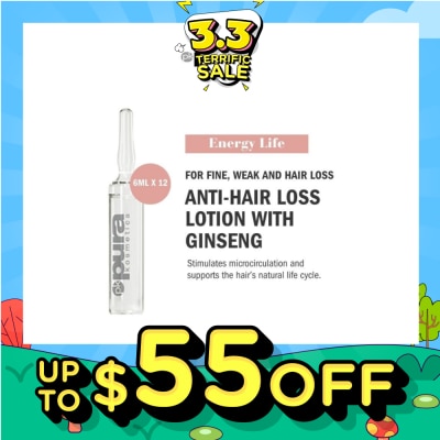 PURA KOSMETICA Energy Life Hair Loss Prevention Lotion Vial (For Hair Thinning) 6ml x 12s