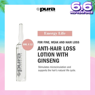 PURA KOSMETICA Energy Life Hair Loss Prevention Lotion Vial (For Hair Thinning) 6ml x 12s