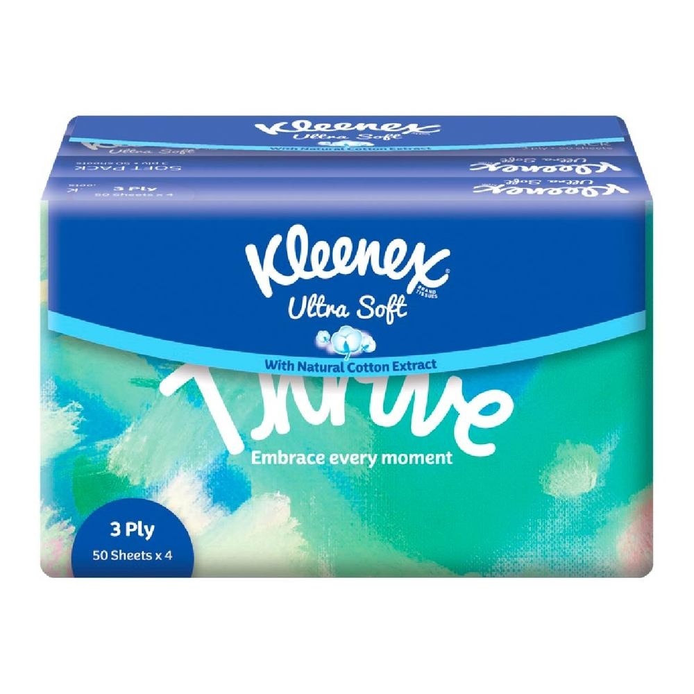 Kleenex Ultra Soft 3 Ply Facial Tissues Soft Pack 50 sheets x 4 packs (Lifestyle)