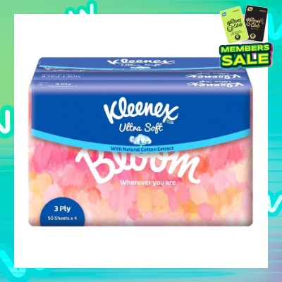 KLEENEX Kleenex Ultra Soft 3 Ply Facial Tissues Soft Pack 50 sheets x 4 packs (Lifestyle)
