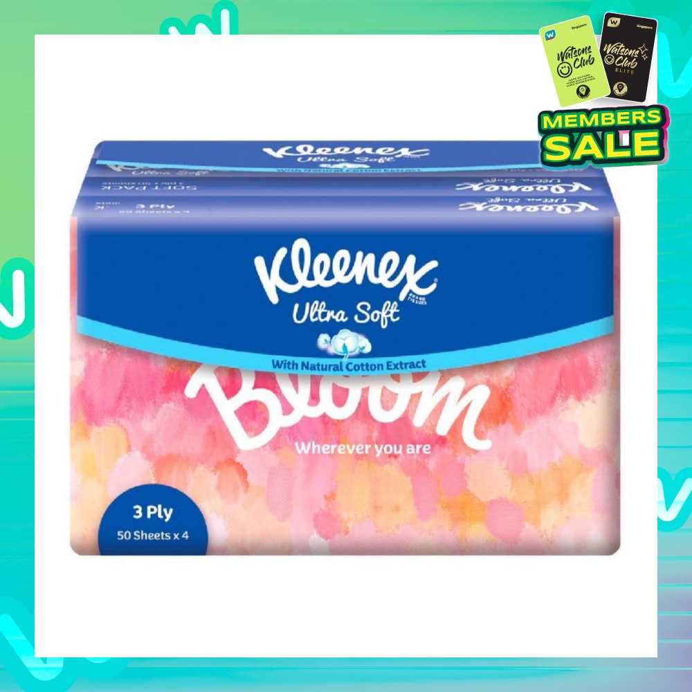 Kleenex Ultra Soft 3 Ply Facial Tissues Soft Pack 50 sheets x 4 packs (Lifestyle)
