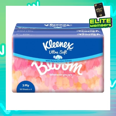 KLEENEX Kleenex Ultra Soft 3 Ply Facial Tissues Soft Pack 50 sheets x 4 packs (Lifestyle)