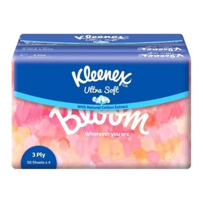 KLEENEX Kleenex Ultra Soft 3 Ply Facial Tissues Soft Pack 50 sheets x 4 packs (Lifestyle)