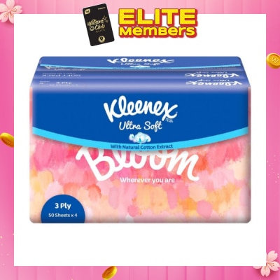 KLEENEX Kleenex Ultra Soft 3 Ply Facial Tissues Soft Pack 50 sheets x 4 packs (Lifestyle)