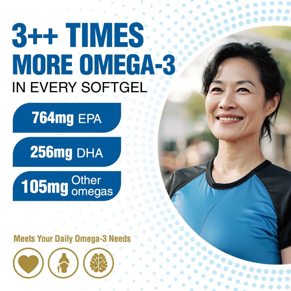 OmaxPure Omega-3 1250mg Fish Oil Dietary Supplement Softgel (For Heart, Joint, Brain, Eye, Immune & Overall Health) 120s