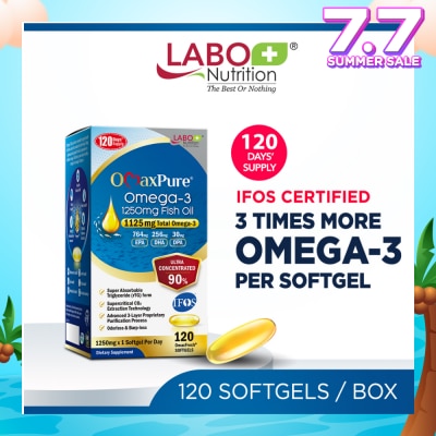 LABO NUTRITION OmaxPure Omega-3 1250mg Fish Oil Dietary Supplement Softgel (For Heart, Joint, Brain, Eye, Immune & Overall Health) 120s