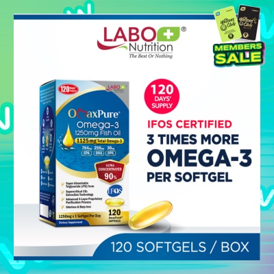LABO NUTRITION OmaxPure Omega-3 1250mg Fish Oil Dietary Supplement Softgel (For Heart, Joint, Brain, Eye, Immune & Overall Health) 120s