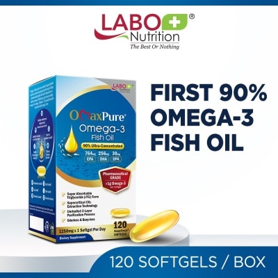 LABO NUTRITION OmaxPure Omega 3 Fish Oil Dietary Supplement (Odourless, For Heart, Joint, Brain, Immune, Overall Health) 120s