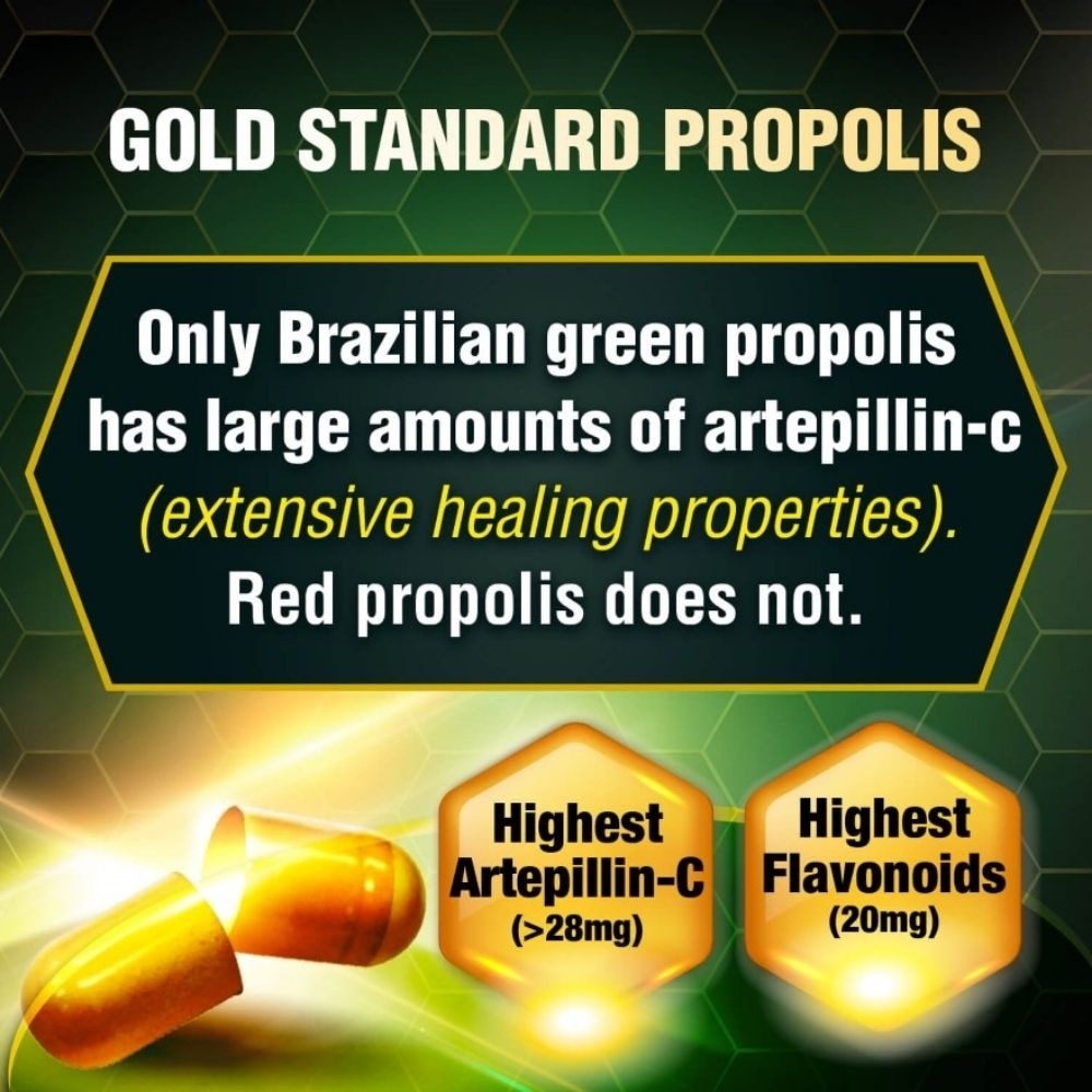 Brazilian Green Propolis Ultimate with Artepillin C & Flavonoids Veggie Capsule (Immunity, Respiratory & Antioxidant Protection) 60s image