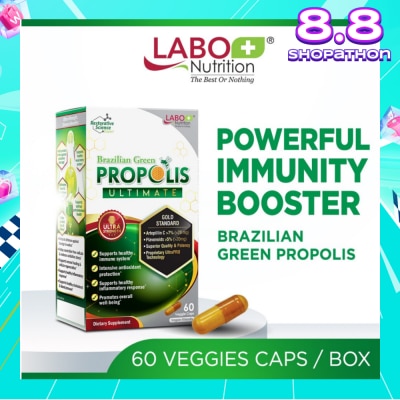 LABO NUTRITION Brazillian Green Propolis Ultimate Dietary Supplement (For Immunity, Brain Fog,  Antioxidant Protection, Cough, Sore Throat, Asthma, Cholesterol, Liver And Kidney Health) 60s