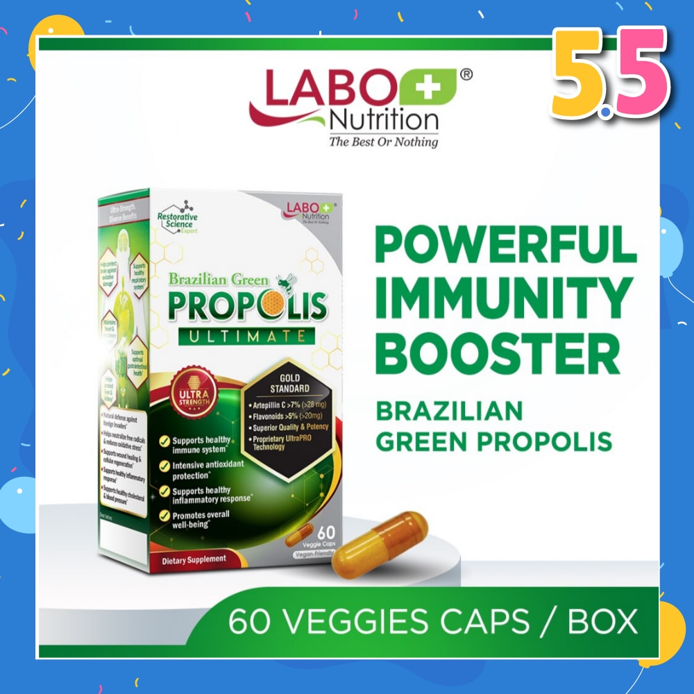 Brazillian Green Propolis Ultimate Dietary Supplement (For Immunity, Brain Fog,  Antioxidant Protection, Cough, Sore Throat, Asthma, Cholesterol, Liver And Kidney Health) 60s