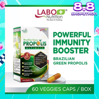 LABO NUTRITION Brazillian Green Propolis Ultimate Dietary Supplement (For Immunity, Brain Fog,  Antioxidant Protection, Cough, Sore Throat, Asthma, Cholesterol, Liver And Kidney Health) 60s