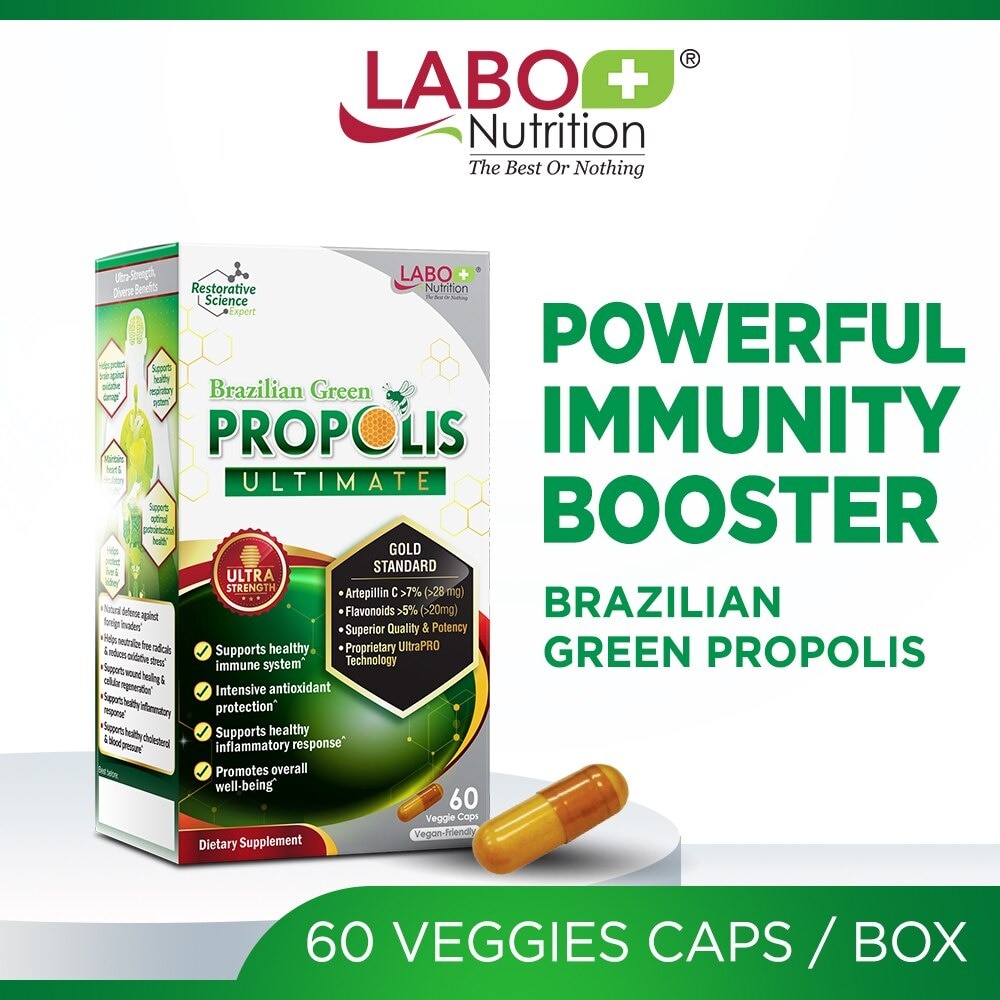 Brazillian Green Propolis Ultimate Dietary Supplement (For Immunity, Brain Fog,  Antioxidant Protection, Cough, Sore Throat, Asthma, Cholesterol, Liver And Kidney Health) 60s