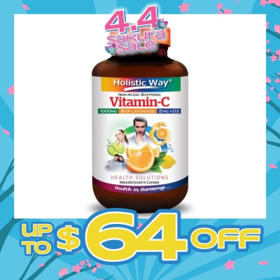 HOLISTIC WAY - Non-Acidic Buffered Vitamin-C 1000mg Tablets 60s