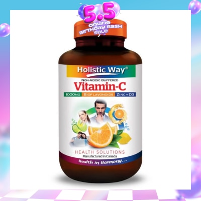 HOLISTIC WAY - Non-Acidic Buffered Vitamin-C 1000mg Tablets 60s