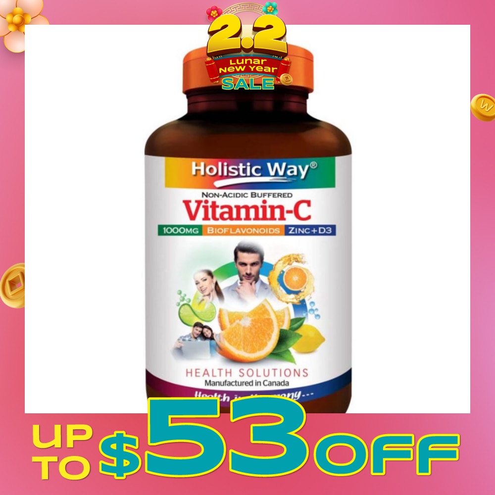 Non-Acidic Buffered Vitamin-C 1000mg Tablets 60s