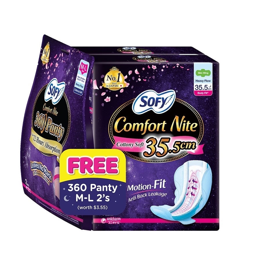 Comfort Nite Body Fit Night Wing Pad 35.5cm Packset 16s x 2 (Free 360 Panty M-L 2s)