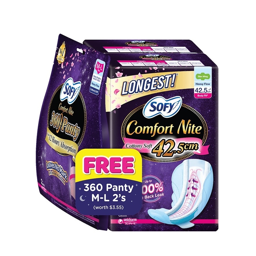 Comfort Nite Body Fit Night Wing Pad 42.5cm Packset 8s x 2 (Free 360 Panty M-L 2s)