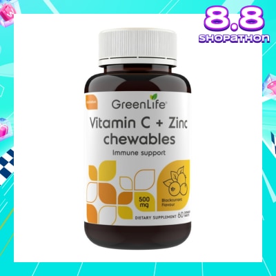 GREENLIFE Vitamin C + Zinc (Supports Healthy Immune Function, Cardiovascular And Respiratory Health) 60s