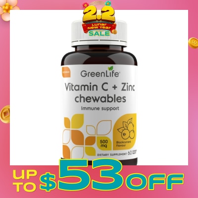GREENLIFE Vitamin C + Zinc (Supports Healthy Immune Function, Cardiovascular And Respiratory Health) 60s